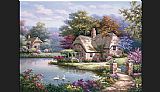 Sung Kim Swan Cottage I painting